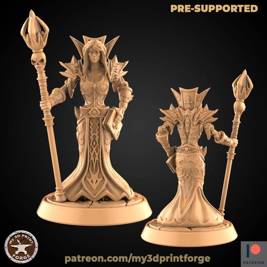Undead Warlock Female Miniature | Set of 2 - Tabletop RPG & D&D miniature. Perfect for wargaming & collectors