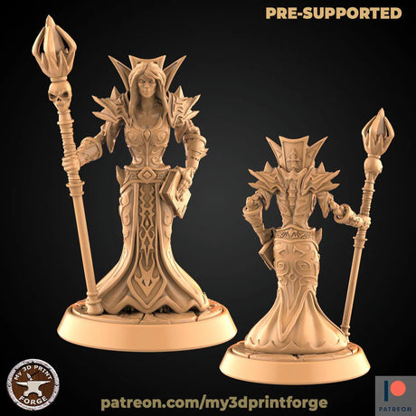 Undead Warlock Female Miniature | Set of 2 - Tabletop RPG & D&D miniature. Perfect for wargaming & collectors