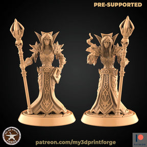 Undead Warlock Female Miniature | Set of 2 - Tabletop RPG & D&D miniature. Perfect for wargaming & collectors