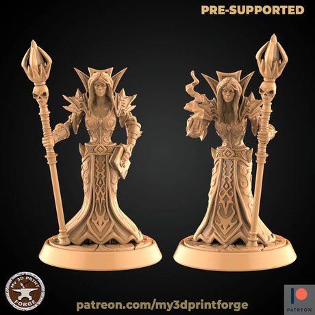 Undead Warlock Female Miniature | Set of 2 - Tabletop RPG & D&D miniature. Perfect for wargaming & collectors