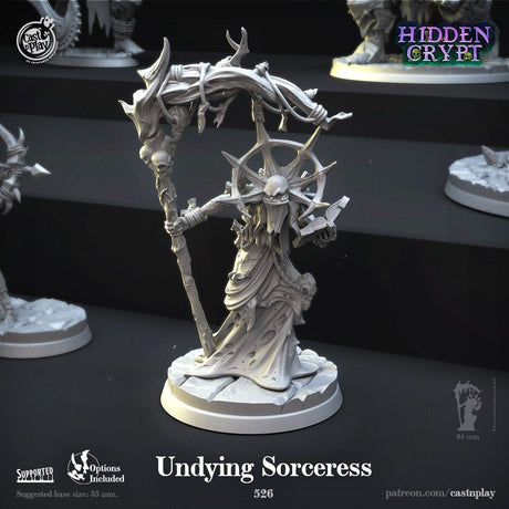 Undying, Undead Sorceress Queen Miniature | Sorceress - Tabletop RPG & D&D miniature. Perfect for wargaming & collectors