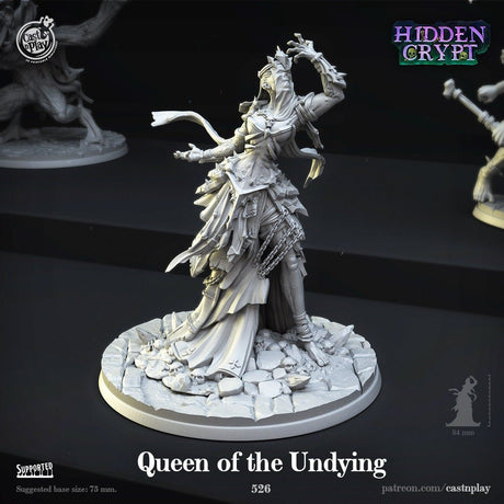 Undying, Undead Sorceress Queen Miniature | Queen - Tabletop RPG & D&D miniature. Perfect for wargaming & collectors