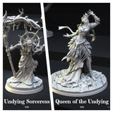 Undying, Undead Sorceress Queen Miniature | Set of 2 - Tabletop RPG & D&D miniature. Perfect for wargaming & collectors