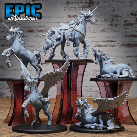 Unicorn, Pegasus Miniature | Full Set All Models - Tabletop RPG & D&D miniature. Perfect for wargaming & collectors