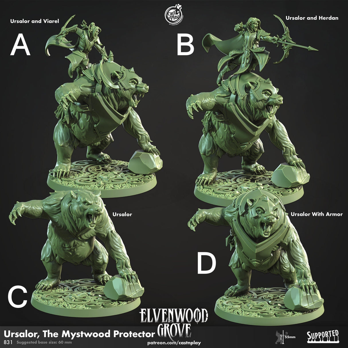 Ursalor,The Mystwood Protector Miniature | A - Tabletop RPG & D&D miniature. Perfect for wargaming & collectors