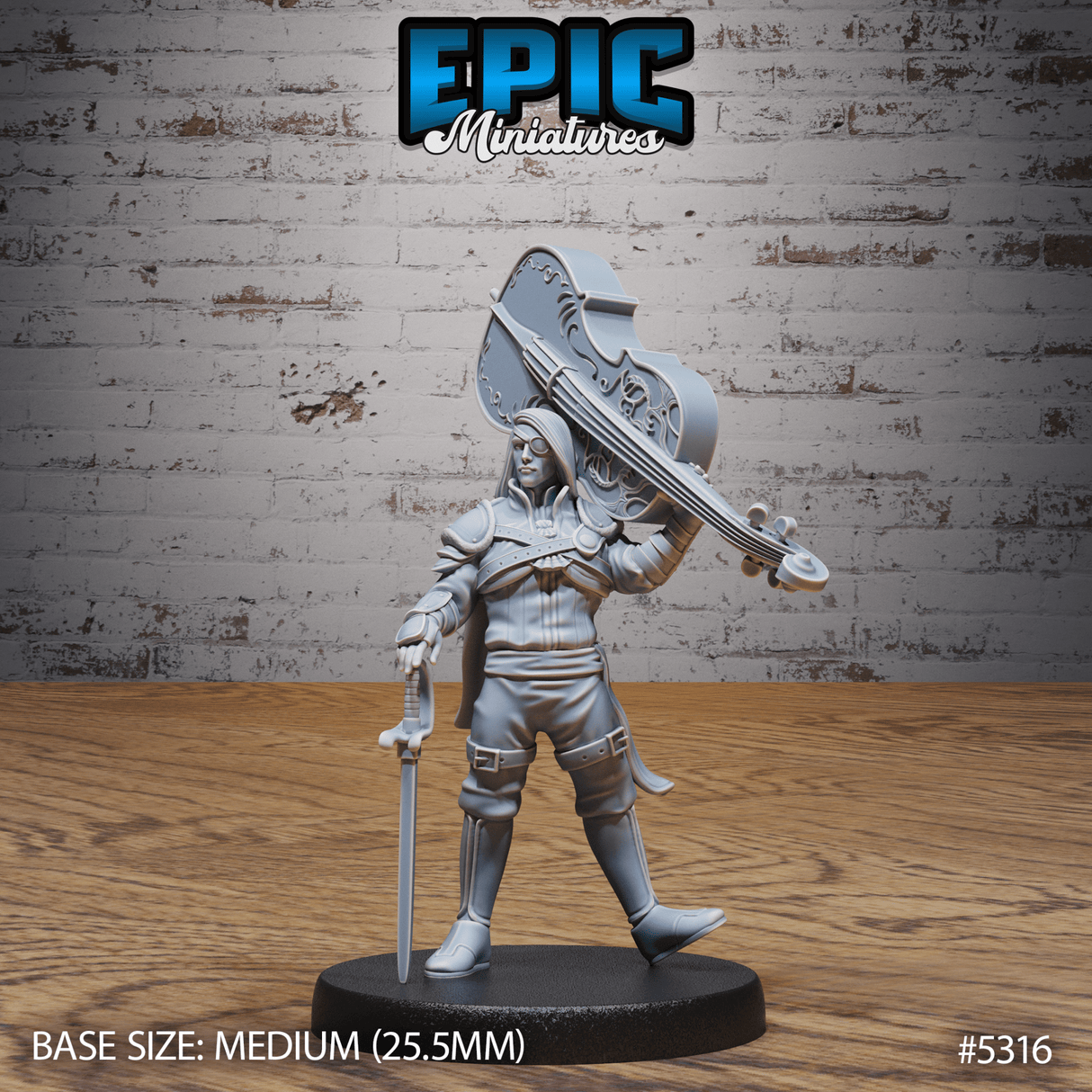 Vagabond Bard Miniature | B - Tabletop RPG & D&D miniature. Perfect for wargaming & collectors