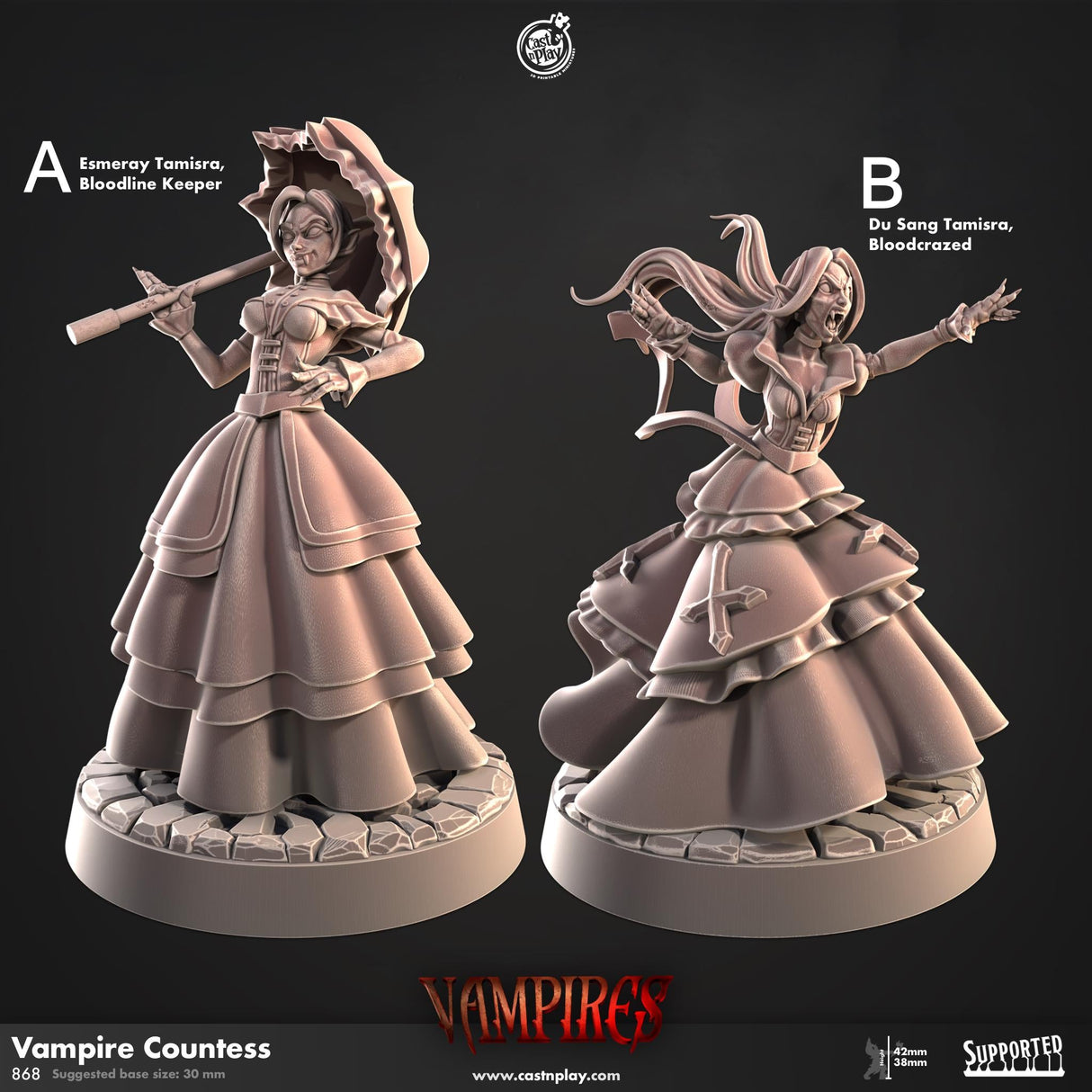 Vampire Countess Miniature | A - Tabletop RPG & D&D miniature. Perfect for wargaming & collectors
