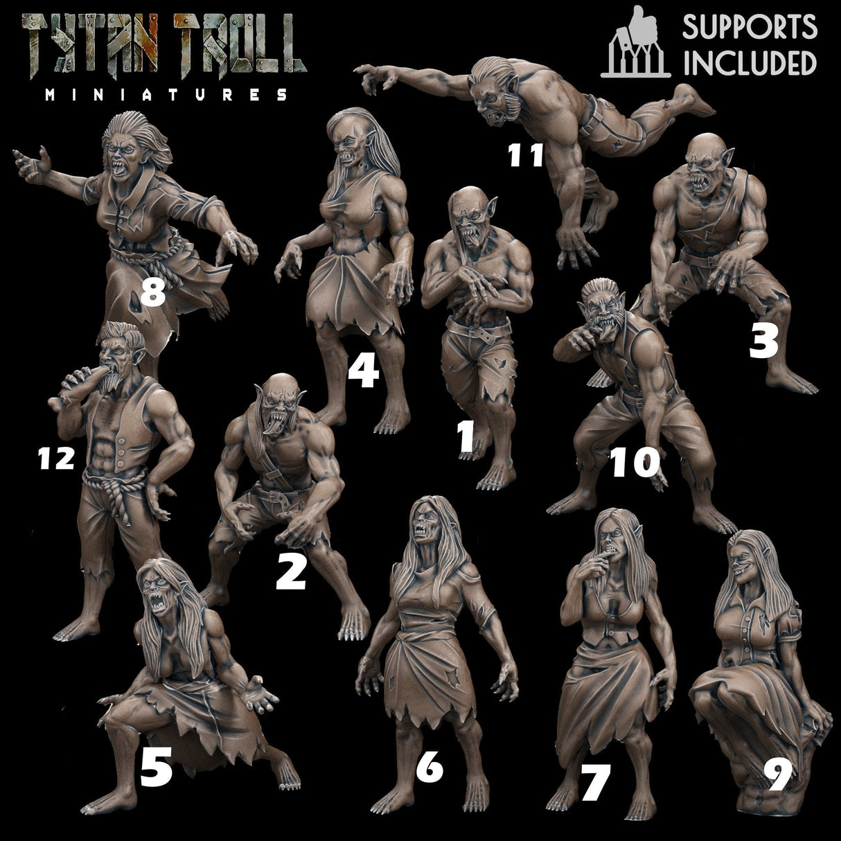 Vampire Spawn Bundle Miniature | Vampire 9 - Tabletop RPG & D&D miniature. Perfect for wargaming & collectors