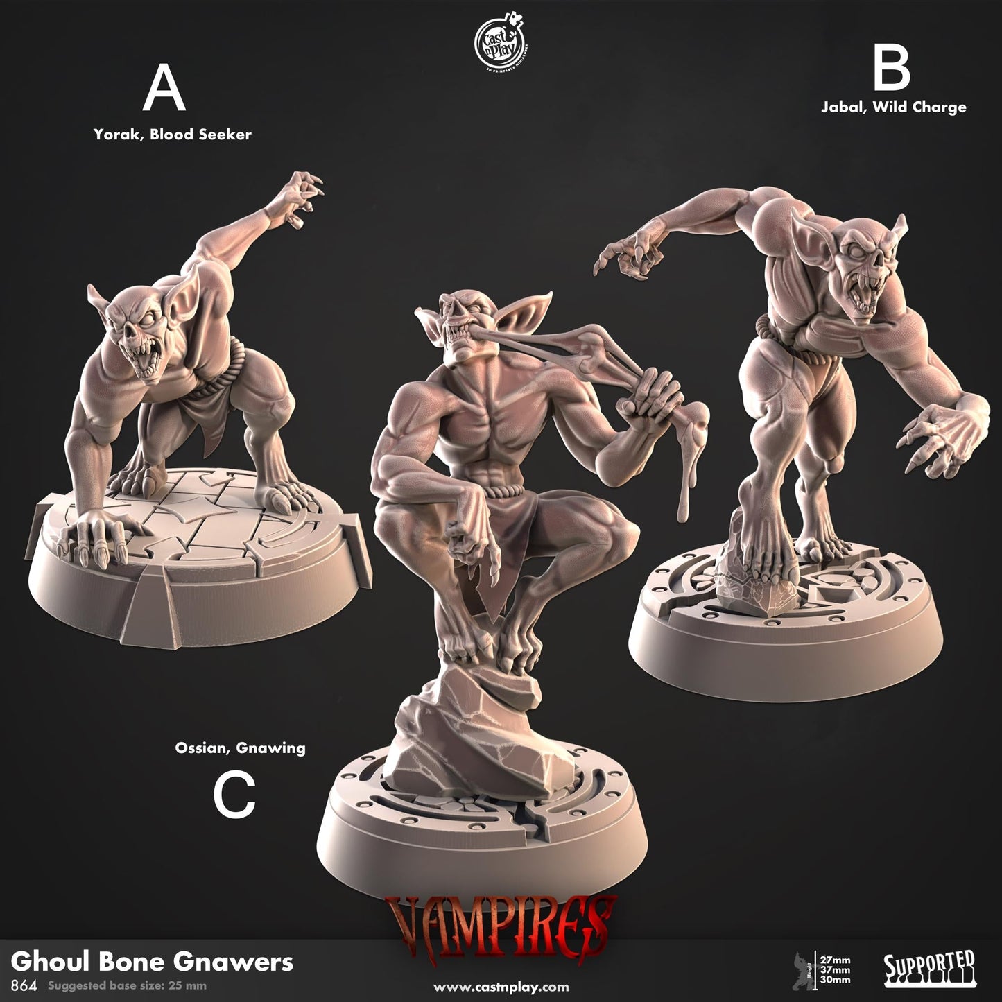 Vampires, Ghoul Bone Gnawers Miniature - Bone Gnawer A - 32mm