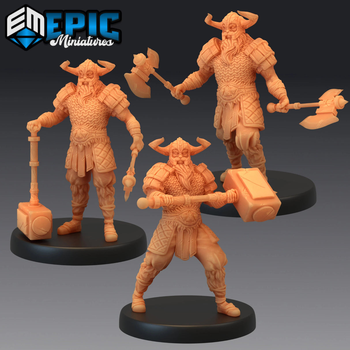 Viking Raider Set 2 Miniature | Set of 3 - Tabletop RPG & D&D miniature. Perfect for wargaming & collectors