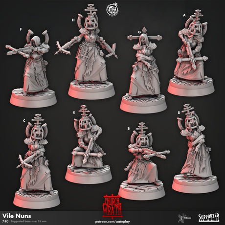 Vile Nuns, Church of Wrath Miniature | A - Tabletop RPG & D&D miniature. Perfect for wargaming & collectors