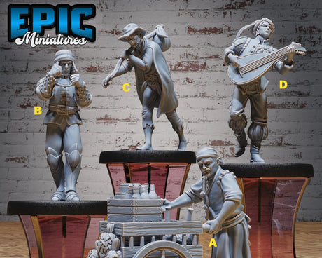Villager Festival Folk Set 5 Miniature | Set of 4 - Tabletop RPG & D&D miniature. Perfect for wargaming & collectors