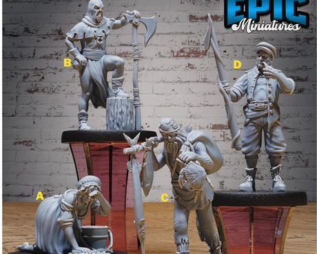 Villager Festival Folk Set 1 Miniature | Set of 4 - Tabletop RPG & D&D miniature. Perfect for wargaming & collectors