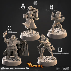 Villagers Set 2 Miniature | A - Tabletop RPG & D&D miniature. Perfect for wargaming & collectors