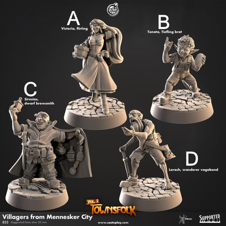 Villagers Set 2 Miniature | A - Tabletop RPG & D&D miniature. Perfect for wargaming & collectors