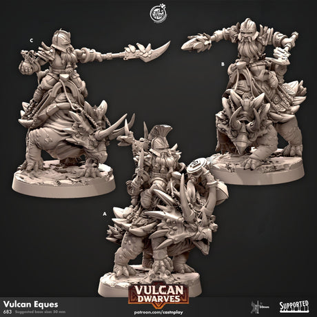 Vulcan Eques, Vulcan Dwarves Miniature | A - Tabletop RPG & D&D miniature. Perfect for wargaming & collectors