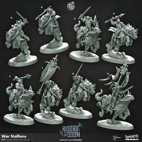 War Stallions, Riders of Doom Miniature | A - Tabletop RPG & D&D miniature. Perfect for wargaming & collectors