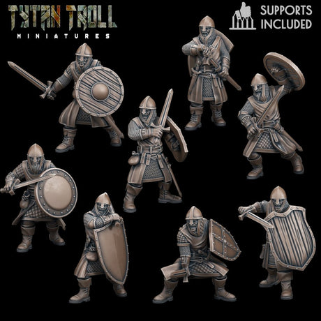 Warriors Guards Warrior Guard Miniature | set of 8 - Tabletop RPG & D&D miniature. Perfect for wargaming & collectors