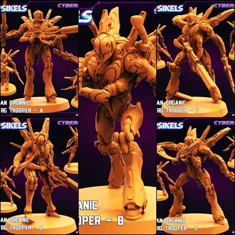 Waspan Organic Cyborg Miniature | Full Set All Models - Tabletop RPG & D&D miniature. Perfect for wargaming & collectors