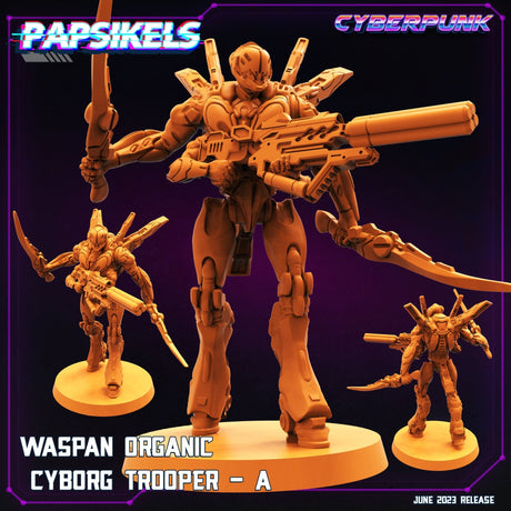 Waspan Organic Cyborg Miniature | Trooper 1 - Tabletop RPG & D&D miniature. Perfect for wargaming & collectors