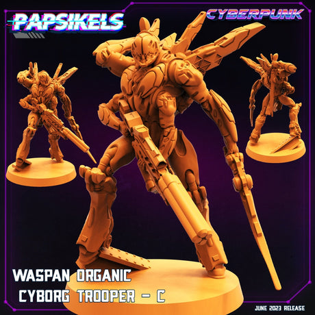 Waspan Organic Cyborg Miniature | Trooper 3 - Tabletop RPG & D&D miniature. Perfect for wargaming & collectors