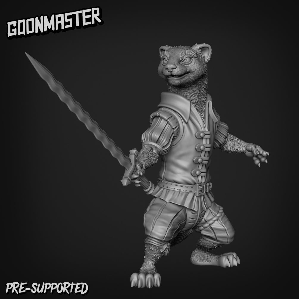 Weasel Fighter Miniature | A - Tabletop RPG & D&D miniature. Perfect for wargaming & collectors