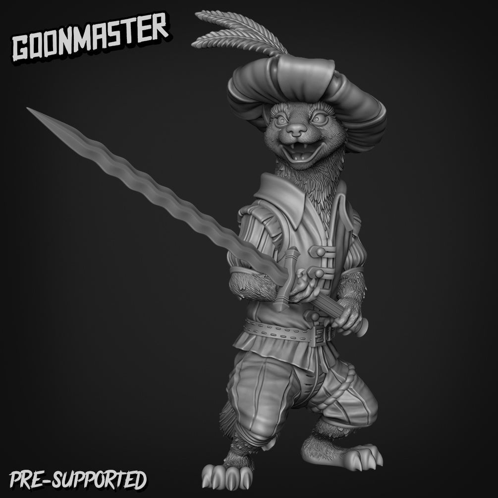 Weasel Fighter Miniature | B - Tabletop RPG & D&D miniature. Perfect for wargaming & collectors