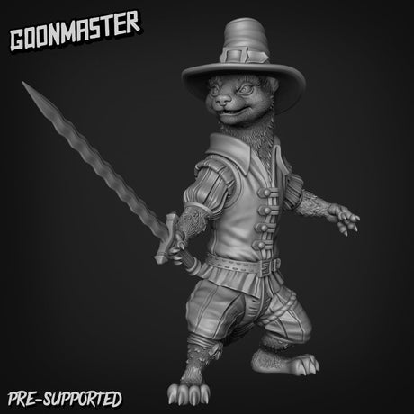 Weasel Fighter Miniature | B - Tabletop RPG & D&D miniature. Perfect for wargaming & collectors