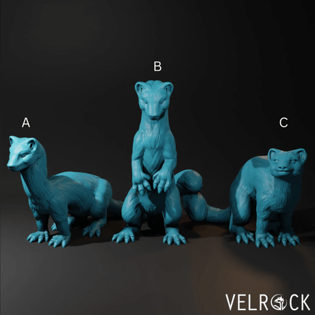 Weasel Miniature | Set of 3 - Tabletop RPG & D&D miniature. Perfect for wargaming & collectors