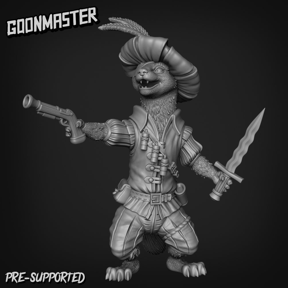 Weasel Ranger Archer 3 Miniature | B - Tabletop RPG & D&D miniature. Perfect for wargaming & collectors