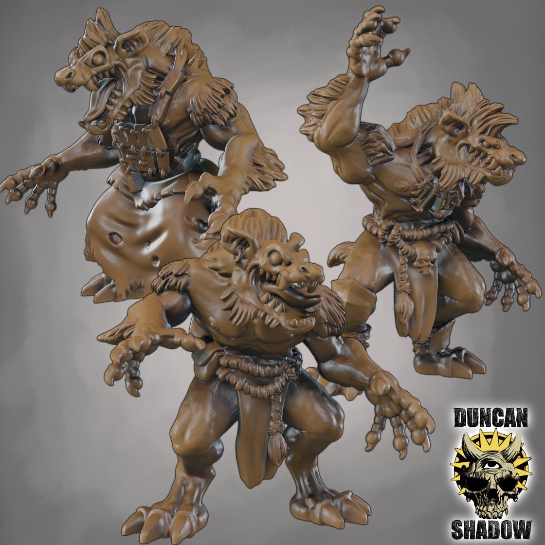 Were Jackals Miniature | Set of 3 - Tabletop RPG & D&D miniature. Perfect for wargaming & collectors