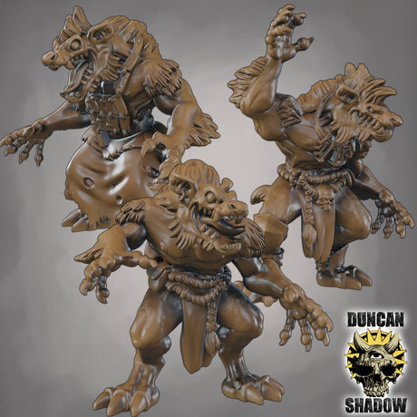Were Jackals Miniature | Set of 3 - Tabletop RPG & D&D miniature. Perfect for wargaming & collectors