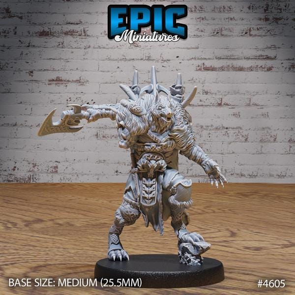Werewolf King Miniature | 4605 - Tabletop RPG & D&D miniature. Perfect for wargaming & collectors