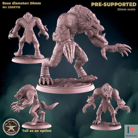 Werewolf Female Male 2 Miniature | A - Tabletop RPG & D&D miniature. Perfect for wargaming & collectors