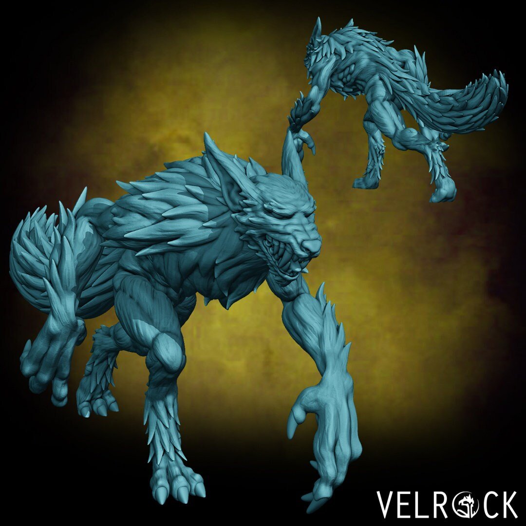 Werewolf Pack Miniature | D - Tabletop RPG & D&D miniature. Perfect for wargaming & collectors