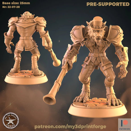 Werewolf Female Male Miniature | D - Tabletop RPG & D&D miniature. Perfect for wargaming & collectors