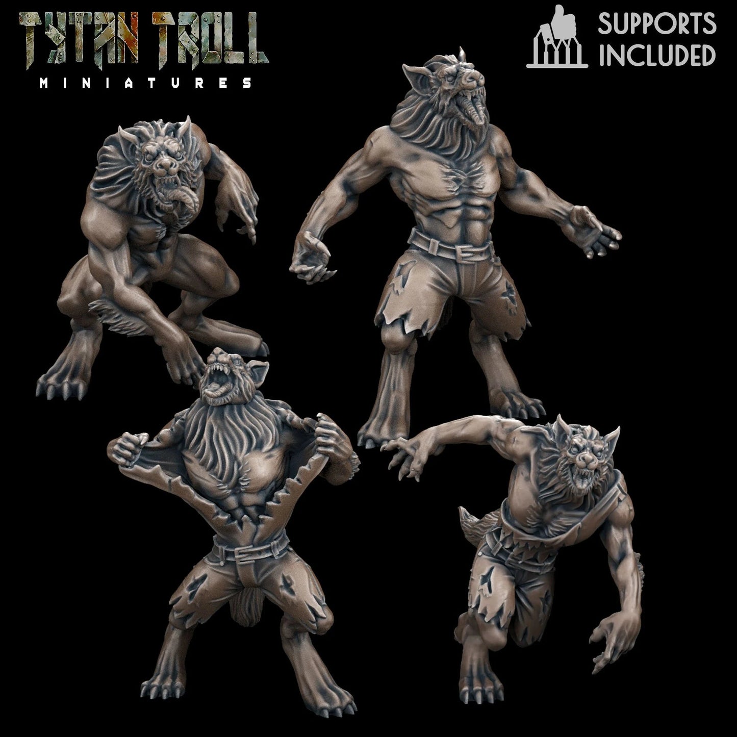 Werewolf Miniature - Set of 4 - 28mm