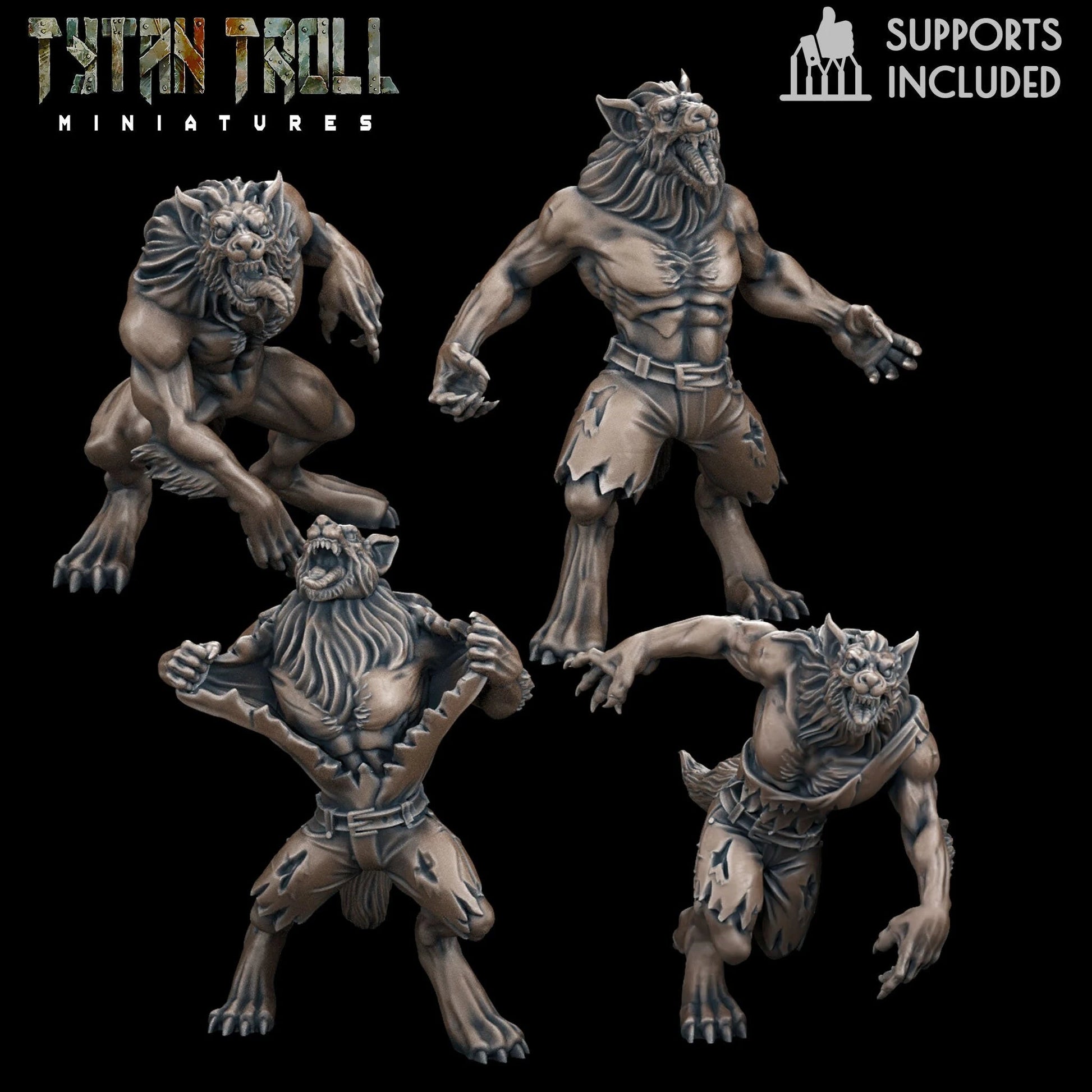 Werewolf Miniature - Set of 4 - 28mm