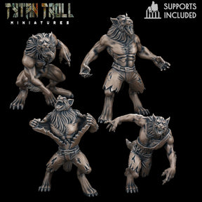 Werewolf Set 2 Miniature | Set of 4 - Tabletop RPG & D&D miniature. Perfect for wargaming & collectors