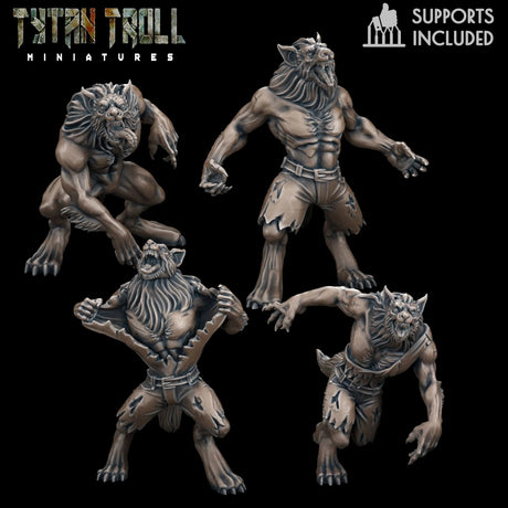Werewolf Set 2 Miniature | Set of 4 - Tabletop RPG & D&D miniature. Perfect for wargaming & collectors