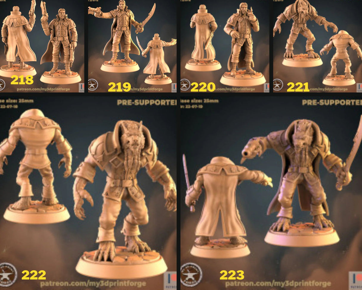 Werewolf Female Male 3 Miniature | Set of 6 - Tabletop RPG & D&D miniature. Perfect for wargaming & collectors
