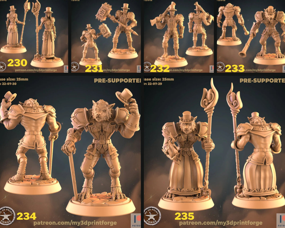 Werewolf Female Male Miniature | Set of 6 - Tabletop RPG & D&D miniature. Perfect for wargaming & collectors