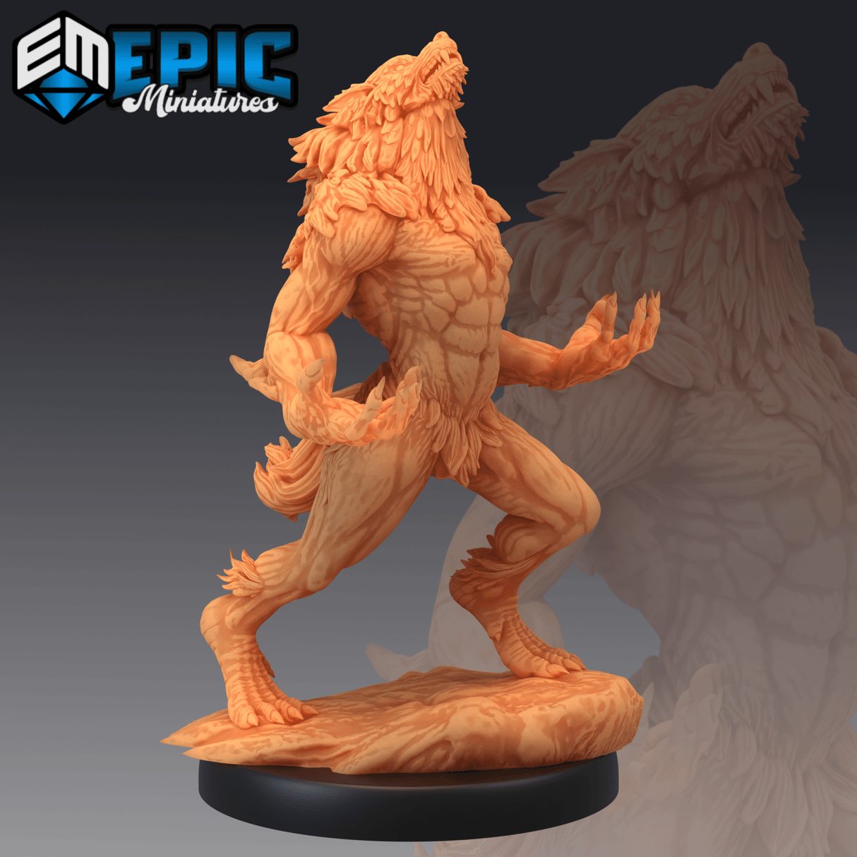 Werewolf Monster Miniature | B - Tabletop RPG & D&D miniature. Perfect for wargaming & collectors