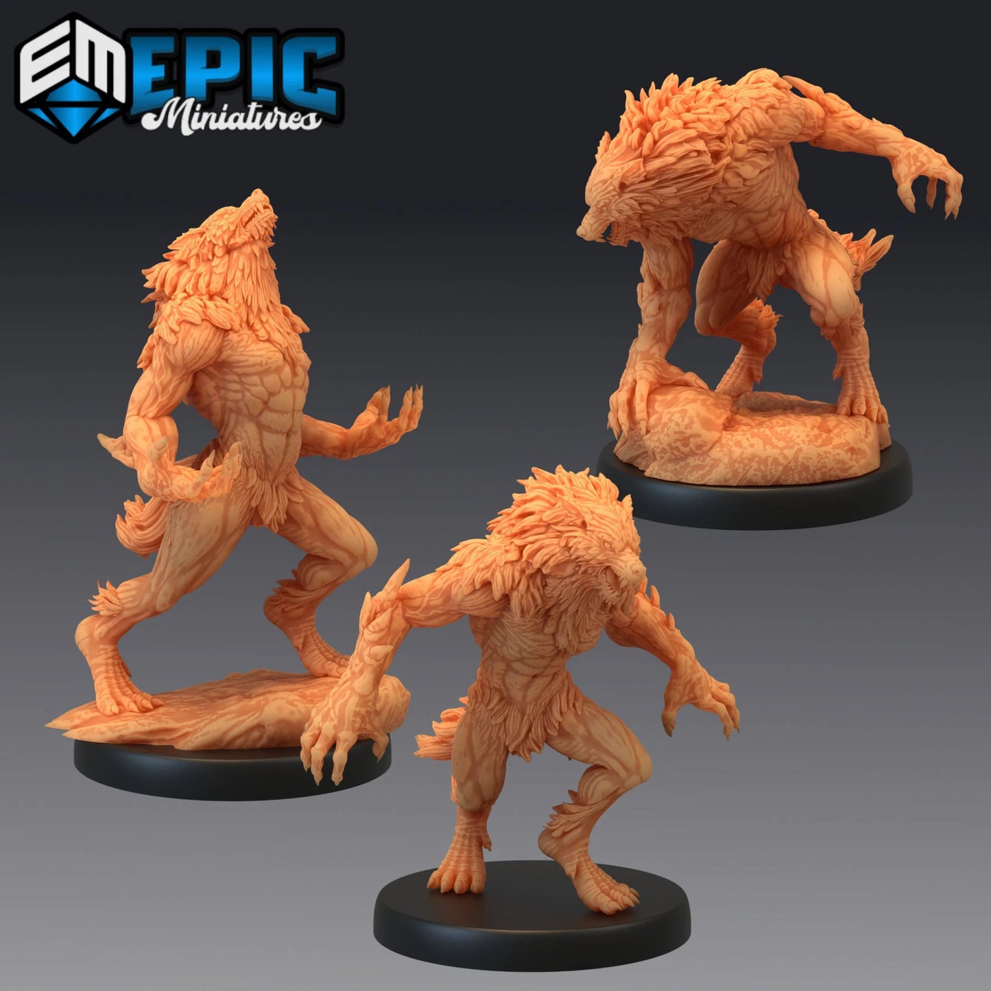 Werewolf Monster Miniature - Set of 3 - 28mm