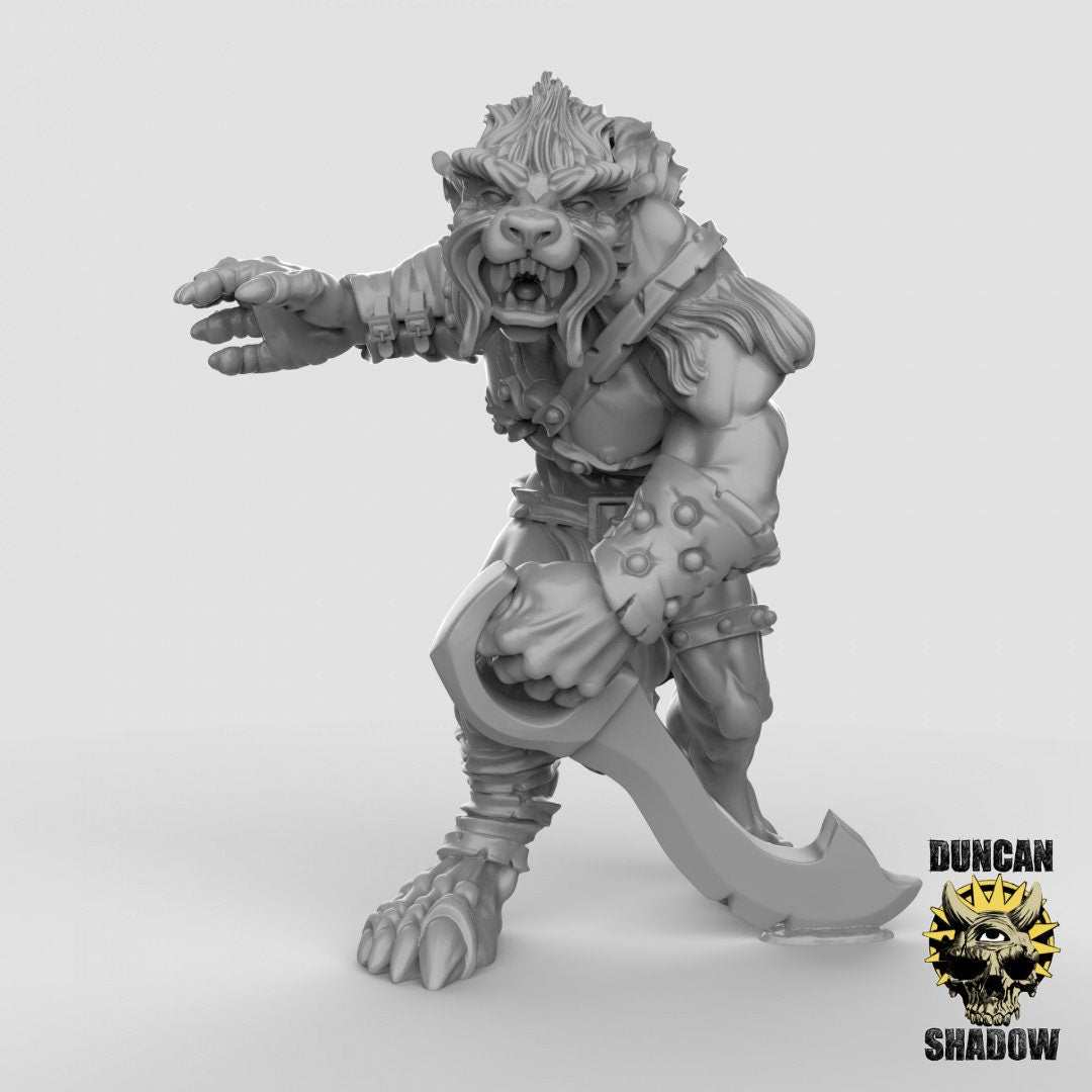 Werewolf pirate Miniature | Middle - Tabletop RPG & D&D miniature. Perfect for wargaming & collectors