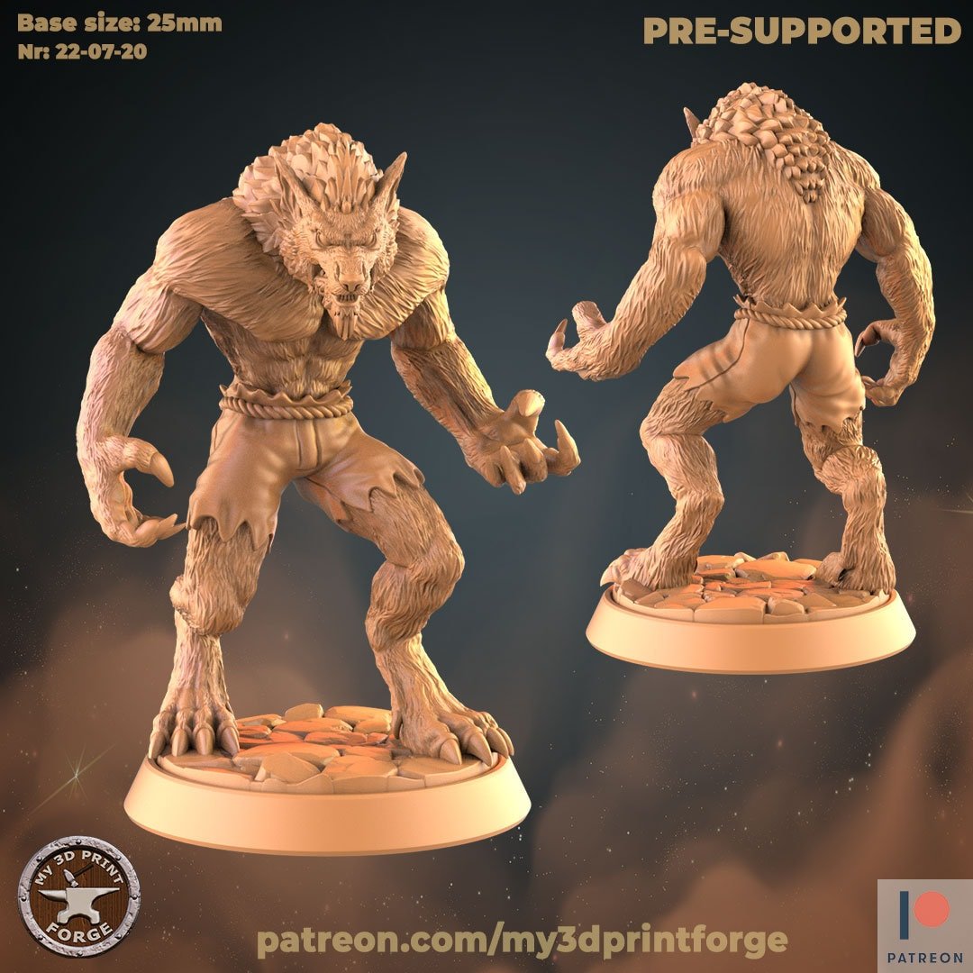 Werewolf Steampunk Miniature | 224 - Tabletop RPG & D&D miniature. Perfect for wargaming & collectors