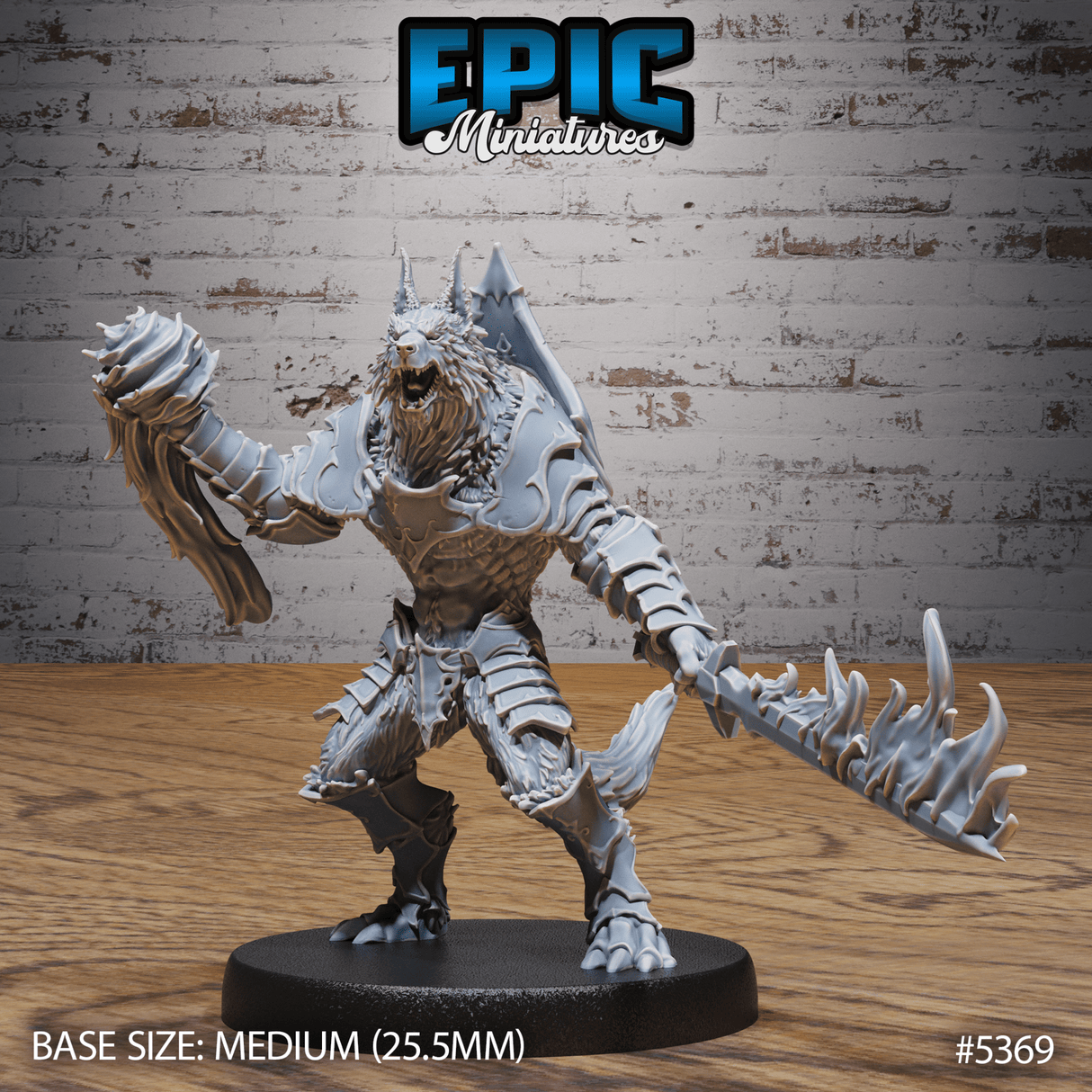 Werewolf Warrior Miniature | A - Tabletop RPG & D&D miniature. Perfect for wargaming & collectors