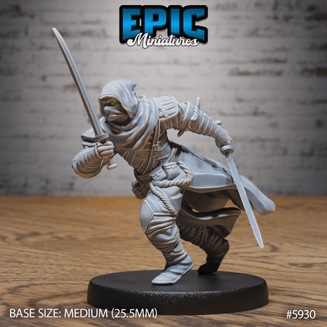 White Ninja Miniature | C - Tabletop RPG & D&D miniature. Perfect for wargaming & collectors
