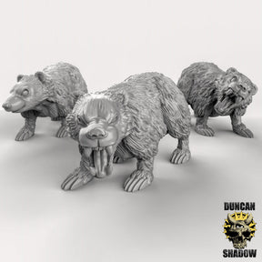 Wild Badger Miniature | Set of 3 - Tabletop RPG & D&D miniature. Perfect for wargaming & collectors