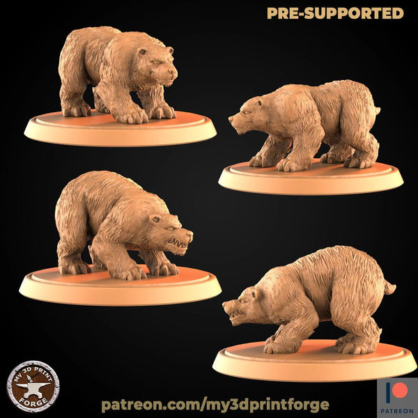 Wild Bear Miniature | Set of 2 - Tabletop RPG & D&D miniature. Perfect for wargaming & collectors